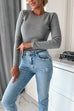 Meridress Crewneck Solid Ribbed Knit Fitted Top(5 Colors Available!)