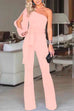 Meridress One Shoulder Slit Sleeve Tie Knot Jumpsuit