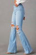 Meridress Distressed Bell Bottoms Ripped Trendy Jeans