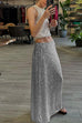 Meridress Elastic Waist Sequin A-line Maxi Skirt