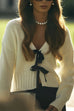 Meridress V Neck Bow Tie Front Elegant Sweater