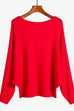 Meridress Boat Neck Batwing Sleeves Ribbed Knit Sweater