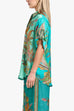 Meridress Roll Up Short Sleeves Shirt and Wide Leg Pants Printed Satin Set