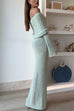 Meridress Off Shoulder Hollow-out Knit Stretchy Maxi Dress