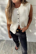 Meridress Crewneck Sleeveless Button Down Knitting Top