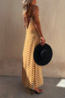 Meridress Stripes Splice Backless Ethnic Printed Maxi Cami Dress