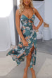 Meridress Floral Print Tie Front Cut Out Slit Midi Cami Dress