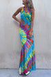 Meridress Sleeveless Halter Backless Maxi Tie Dye Dress