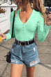 Meridress Buttoned V Neck Long Sleeves Bottoming Shirt