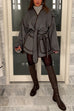 Meridress Open Front Pocketed Splice Coat with Belt