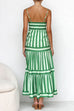 Meridress Spaghetti Strap Tiered Color Block Striped Maxi Dress