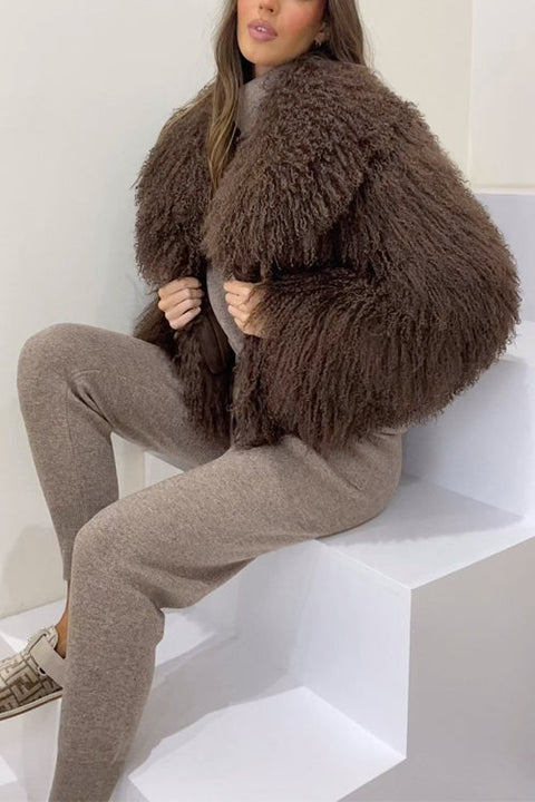 Meridress Open Front Winter Faux Fur Teddy Coat