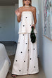 Meridress Polka Dot Strapless Top and Wide Leg Palazzo Pants Set