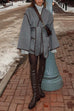 Meridress Open Front Pocketed Splice Coat with Belt