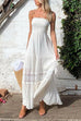 Meridress Strapless Tube Hollow Out Lace Splice Tiered Maxi Dress