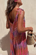 Meridress V Neck Tie Shoulder Pockets Tie Dye Cami Jumpsuit