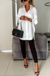 Side Split Long Sleeves Button Down Oversized Blouse Shirt