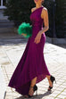 Meridress Sleeveless One Shoulder Cut Out Maxi Pleated Party Dress