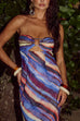 Strapless Cut Out Printed Maxi Dress