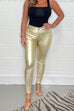 Meridress High Waist Metallic Faux Leather Skinny Pants