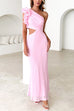 Meridress Frill One Shoulder Sleeveless Cut Out Maxi Dress