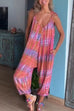 Meridress V Neck Tie Shoulder Pockets Tie Dye Cami Jumpsuit