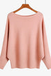 Meridress Boat Neck Batwing Sleeves Ribbed Knit Sweater