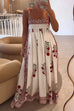 Meridress Square Collar Splice Floral Print Swing Maxi Cami Dress