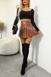 Meridress High Waist Faux Leather Pleated Mini Skirt