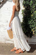 Meridress Strapless Tube Hollow Out Lace Splice Tiered Maxi Dress