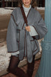 Meridress Open Front Pocketed Splice Coat with Belt