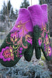 Meridress Christmas Gift Flower Embroidery Mittens