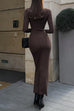 Meridress Mockneck Long Sleeves Bodycon Knit Maxi Dress