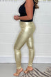 Meridress High Waist Metallic Faux Leather Skinny Pants