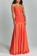 Meridress Mesh V Neck Strapless Splice Flare Maxi Party Dress