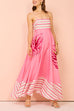 Meridress Backless Stripes Splice Floral Print Swing Maxi Cami Dress