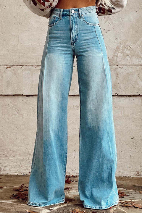 Meridress Distressed Wide Leg Casual Denim Pants