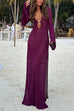 Meridress V Neck Side Slit Crochet Beach Cover Up Maxi Dress