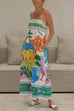 Meridress Spaghetti Strap High Waist Tropic Print Maxi Holiday Dress