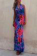 Meridress Cross V Neck Sleeveless Tie Dye Maxi Holiday Dress