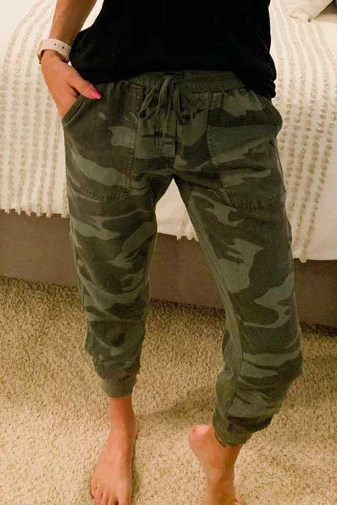 Meridress Drawstring Waist Camo Jogger