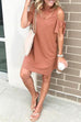 Meridress Cold Shoulder Short Sleeve Solid Dress