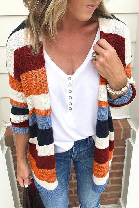 Meridress Colorful Striped Sweater Cardigan