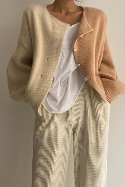 Meridress Drop Shoulder Color Block Cardigan Sweater