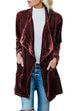 Meridress Open Front Pockets Velvet Coat