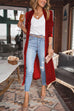 Meridress Stylish Lapel Open Front Long Sleeve Velvet Coat