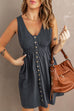 Meridress Sleeveless Button Down Swing Dress in 4 Colors