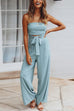 Meridress Solid Off Shoulder Sleeveless Tie Waist Jumpsuit