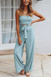 Meridress Off Shoulder Bow Tie Waist Wide Leg Jumpsuit