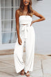 Meridress Solid Off Shoulder Sleeveless Tie Waist Jumpsuit